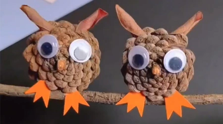 Let's make owl from the pine cone