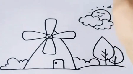 Let's Draw a Windmill in Nature