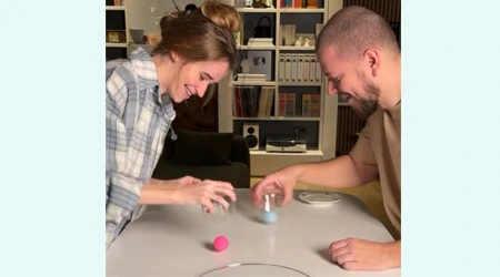 Roll the pinpom ball in cups and deliver it to the target